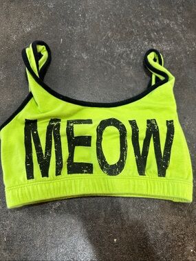 Neon Lime "MEOW" Sports Bra
